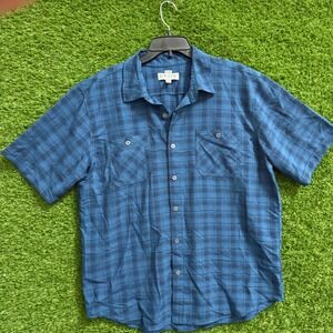 Orvis Classic Collection Mens Large Blue Plaid Short Sleeve Button‎ Up Shirt